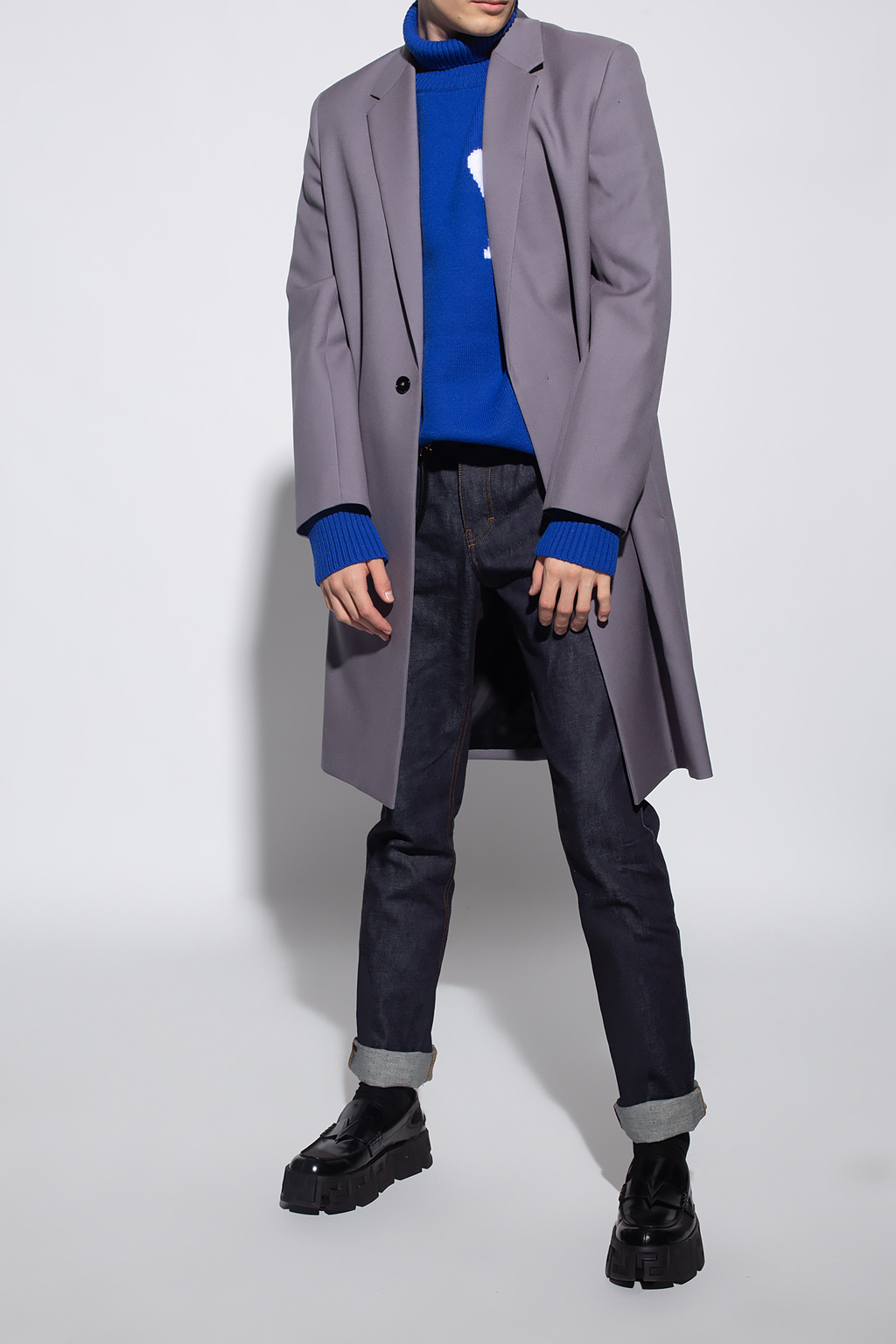 Blue Wool turtleneck sweater Ami Alexandre Mattiussi - IetpShops 